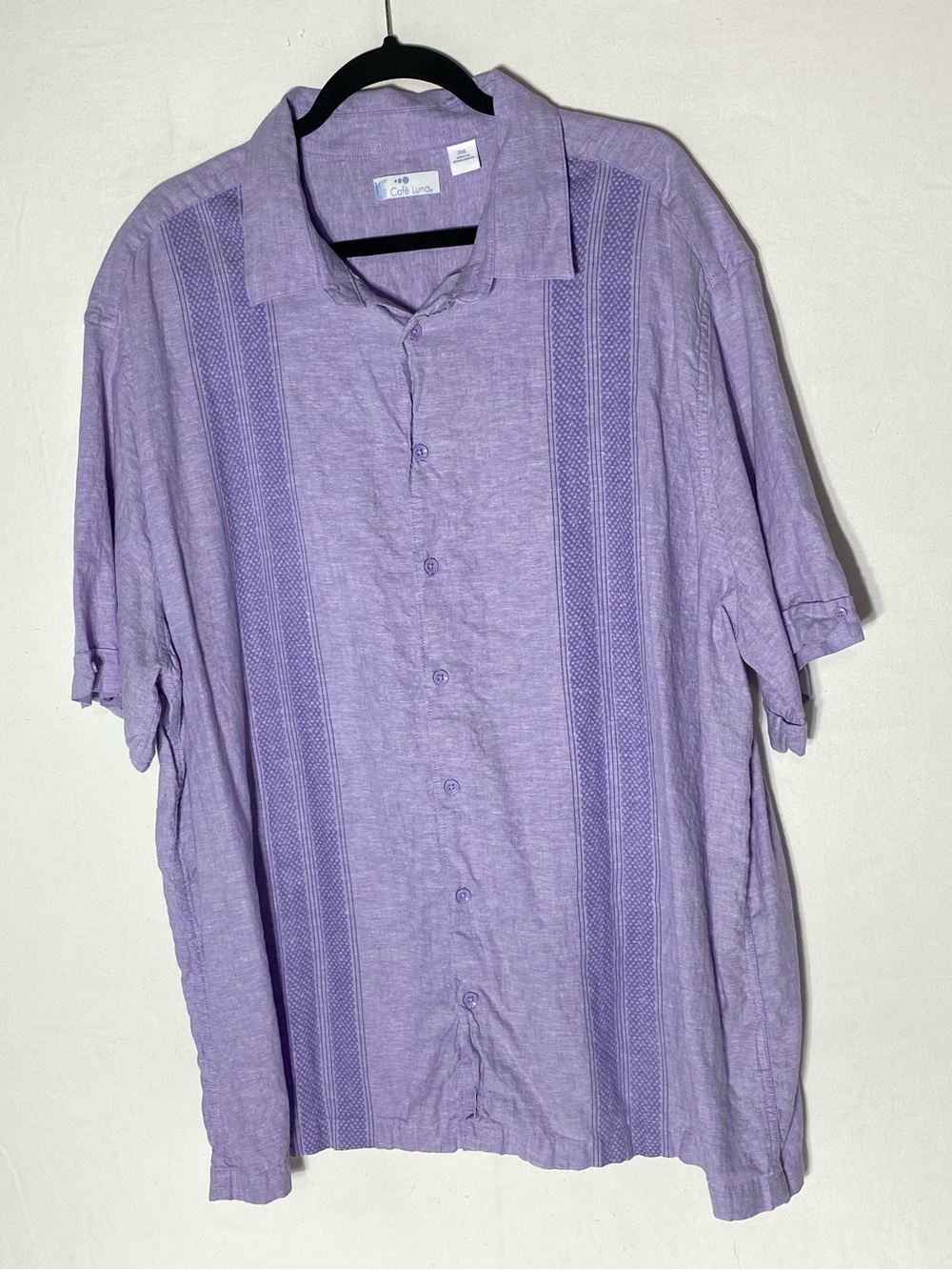 Cafe Luna Short Sleeve Linen Blend Guayabera Tuck Panel Shirt 2XL Resortwear